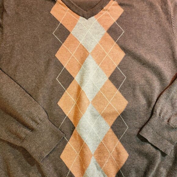 Consensus Sportswear Close-Knit Brown Argyle Pattern Sweater Size Large Mens - Picture 2 of 15